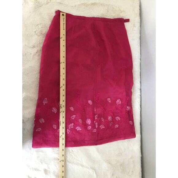 DANA BUCHMAN 100% SILK FLORAL SKIRT SIZE 8 whimsey fairy classic - Picture 5 of 9